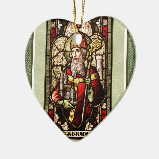 St. Patrick Digital Art Ceramic Heart Ornament (Links)