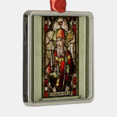 St. Patrick Digital Art Square Silver Ornament (Rechts)