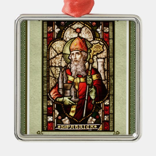 St. Patrick Digital Art Square Silver Ornament (Vorne)