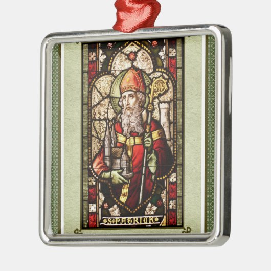 St. Patrick Digital Art Square Silver Ornament (Links)