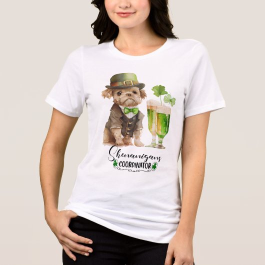 St Patrick Dog in Derby Green Beer Shenanigans Tri-Blend Shirt (Vorderseite)