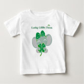 St Patrick Elephant Green Clover Rainbow Birthday Baby T-shirt (Vorderseite)