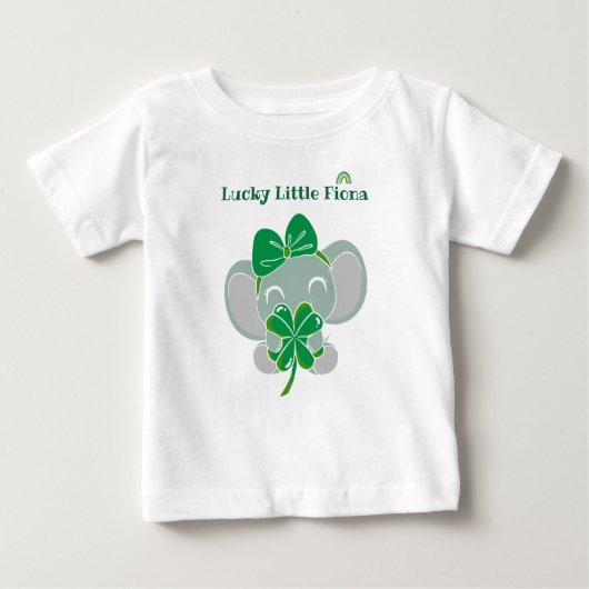St Patrick Elephant Green Clover Rainbow Birthday Baby T-shirt (Vorderseite)