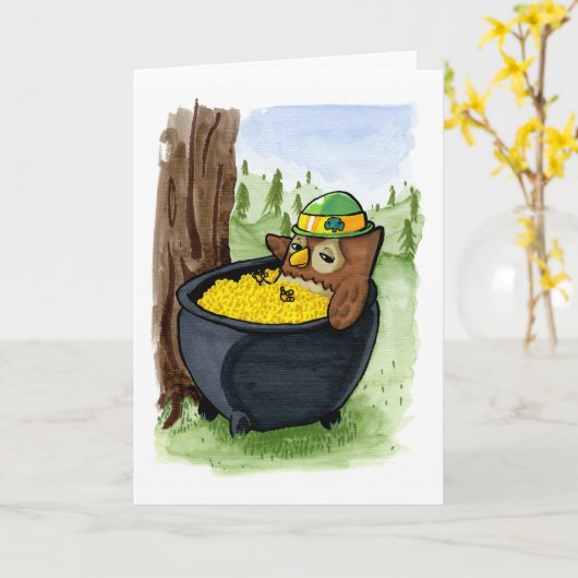 St Patrick Eule Karte (Gelbe Blume)