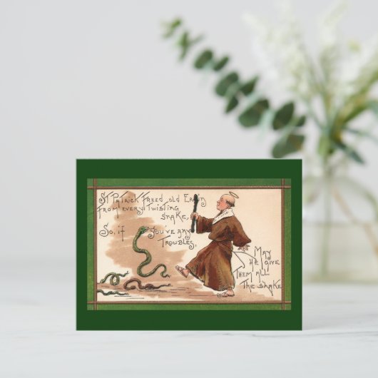 St Patrick fährt weg Schlangen Postkarte (Stehend Vorderseite)