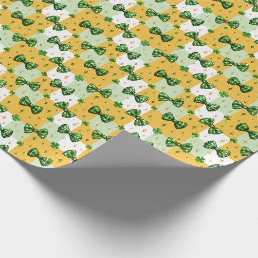 St. Patrick-Fest Muster, grüne Bogen-Klee Geschenkpapier (Ecke)