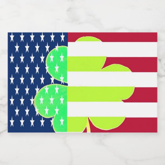 St Patrick Flag Irish Kleeblatt American Flag Flag Lebensmitteletikett (Einzelnes Label)