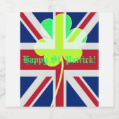 St. Patrick Flag Irish Kleeblatt Union Jack Funny Alkoholflaschenetikett (Einzelnes Label)