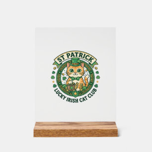 St. Patrick Glücklicher Irischer Katze Süße Katze  Acrylschild