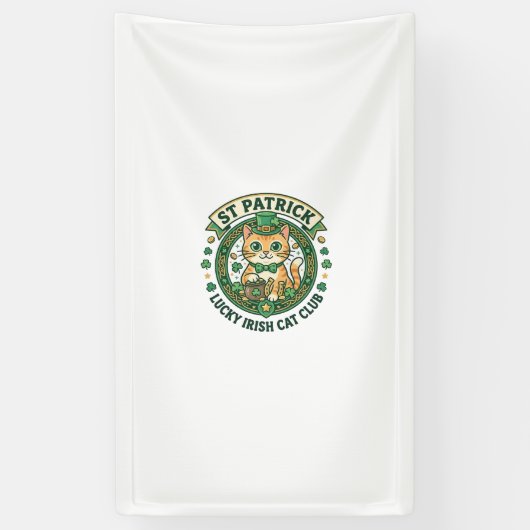 St. Patrick Glücklicher Irischer Katze Süße Katze  Banner (Vertikal)