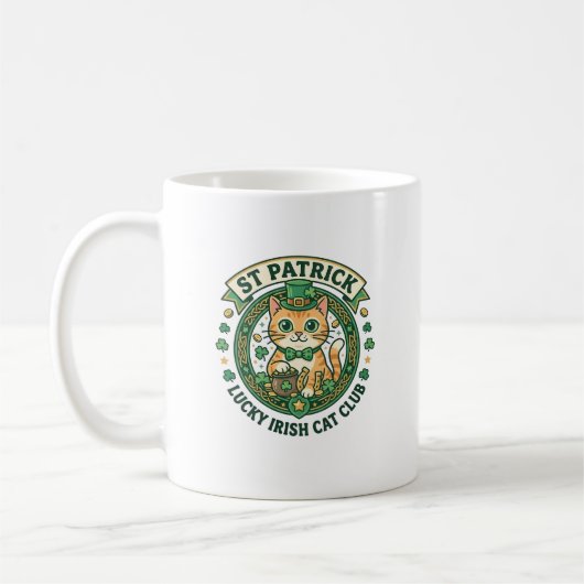 St. Patrick Glücklicher Irischer Katze Süße Katze Kaffeetasse (Links)