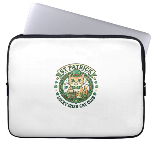 St. Patrick Glücklicher Irischer Katze Süße Katze Laptopschutzhülle (Vorderseite)