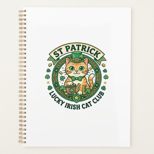 St. Patrick Glücklicher Irischer Katze Süße Katze Planer (Vorderseite)