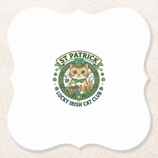 St. Patrick Glücklicher Irischer Katze Süße Katze Untersetzer (Vorderseite)