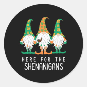 St Patrick Gnome Irish Day Shenanigan Leprechaun S Runder Aufkleber