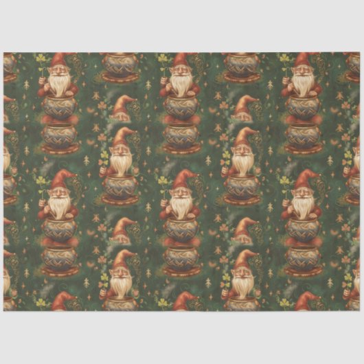 St. Patrick Gnome Magic Cauldron Forest Seidenpapier (Vorderseite)