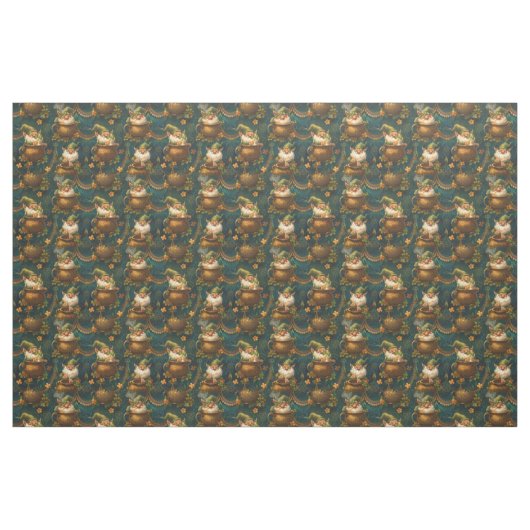 St Patrick Gnome Pot Gold 4 Leaf Kleeblatt Muster Stoff (Fat Quarter (45,7 x 55,9 cm))