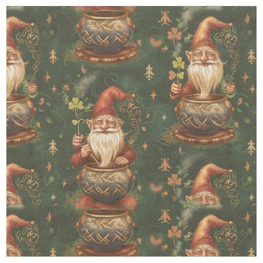 St. Patrick Gnome Pot of Gold 2 Stoff (Nahaufnahme)