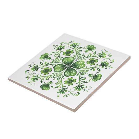 St Patrick Green Clover Mandala Illustration Fliese (Seite)