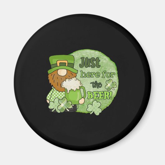 St. Patrick Green Gnome Just Here For The Beer Magnet (Vorne)