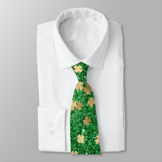 St Patrick Green Gold Clover Kleeblatt Confetti Fu Krawatte (Gebunden)