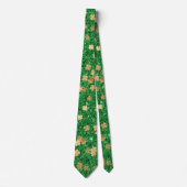St Patrick Green Gold Clover Kleeblatt Confetti Fu Krawatte (Vorderseite)
