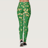 St Patrick Green Gold Clover Kleeblatt Confetti Fu Leggings (Rückseite)