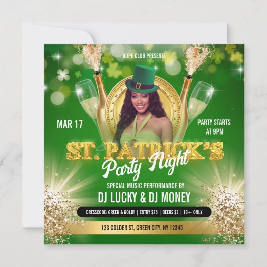 St Patrick Green Gold Party Flyer Einladung (Vorderseite)