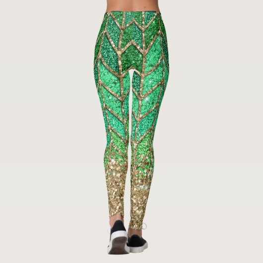 St Patrick Green Gradient Sparkle Glitzer Gold Spa Leggings (Rückseite)