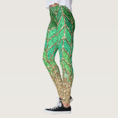 St Patrick Green Gradient Sparkle Glitzer Gold Spa Leggings (Links)