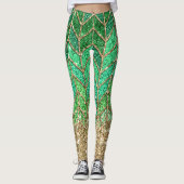St Patrick Green Gradient Sparkle Glitzer Gold Spa Leggings (Vorderseite)