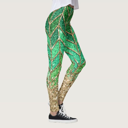 St Patrick Green Gradient Sparkle Glitzer Gold Spa Leggings (Rechts)