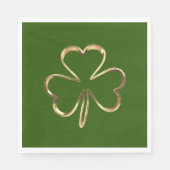St. Patrick Green und Gold Irish Clover Kleeblatt Serviette (Vorderseite)