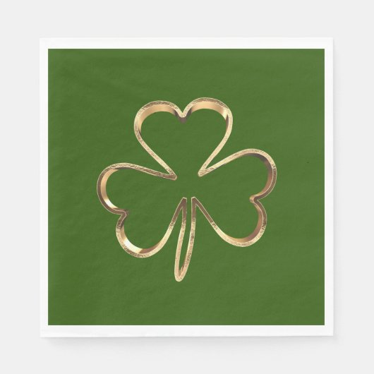 St. Patrick Green und Gold Irish Clover Kleeblatt Serviette (Vorderseite)