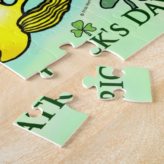 St Patrick grüner Koboldgoldfish u. -Kleeblätter Puzzle (Seite)