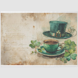 St. Patrick Hat Coffee Ephemera Collage Seidenpapier