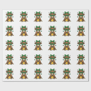 St. Patrick Highland-Kuh Topf aus Gold Vintage-Kun Geschenkpapier