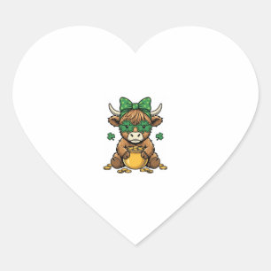 St. Patrick Highland-Kuh Topf aus Gold Vintage-Kun Herz-Aufkleber