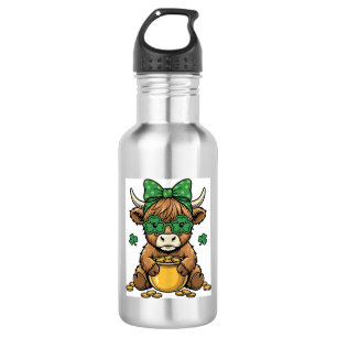 St. Patrick Highland-Kuh Topf des Goldes Vintage-K Edelstahlflasche