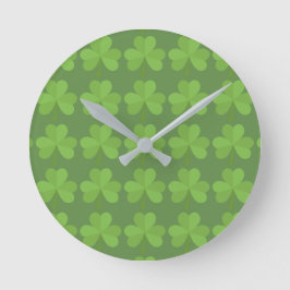 St. Patrick Ireland Kleeblatt Irish Clover Pattern Runde Wanduhr