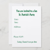 ST PATRICK IRISCHE PARTY EINLADUNG glücklicher (Rückseite)