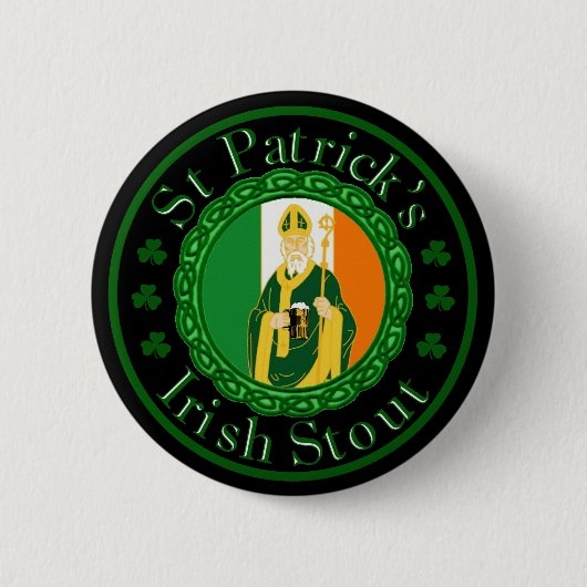 St Patrick irischer Stout Button (Vorderseite)