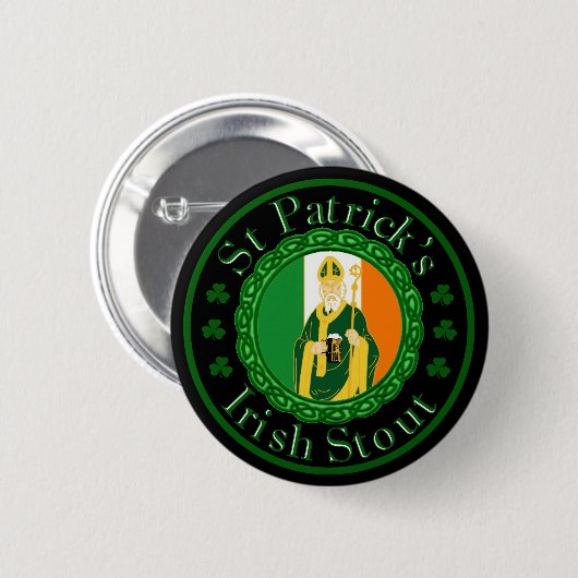 St Patrick irischer Stout Button (Vorne & Hinten)