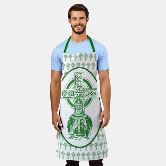 St. Patrick Irisches Kreuz Shamrocks Grün Katholis Schürze (Getragen)