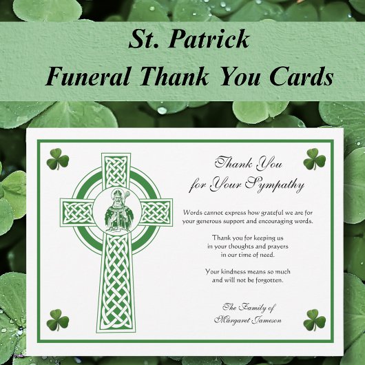 St. Patrick Irish Cross Kleeblatts Beileid Dankeskarte