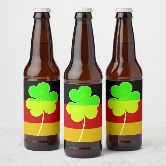 St Patrick Irish Kleeblatt German Flag Funny Bierflaschenetikett (Flaschen)