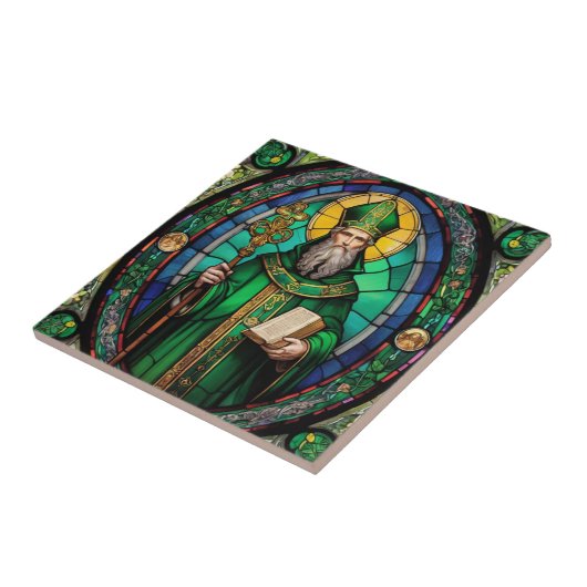 St Patrick Irish Patron Saint Stains Glass Fliese (Seite)