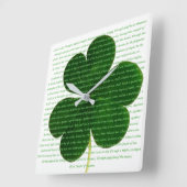 St. Patrick Irish Poem The Deer's Cry Kleeblatt Quadratische Wanduhr (Winkel)