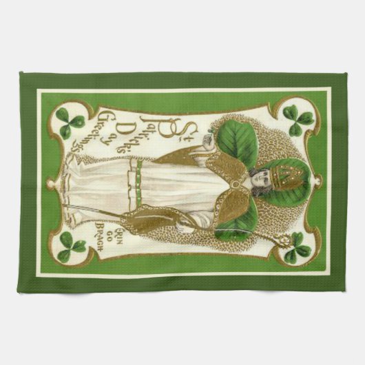 St. Patrick Irish Segen Religious Kleeblatts Geschirrtuch (Horizontal)