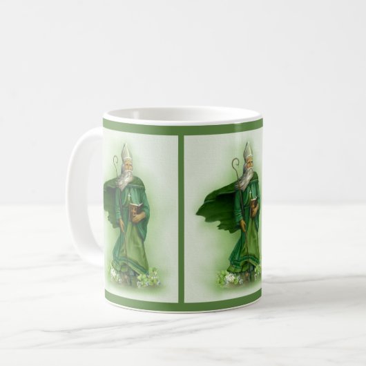 St. Patrick Katholischer Bischof Irland Irish Klee Kaffeetasse (Vorderseite Links)